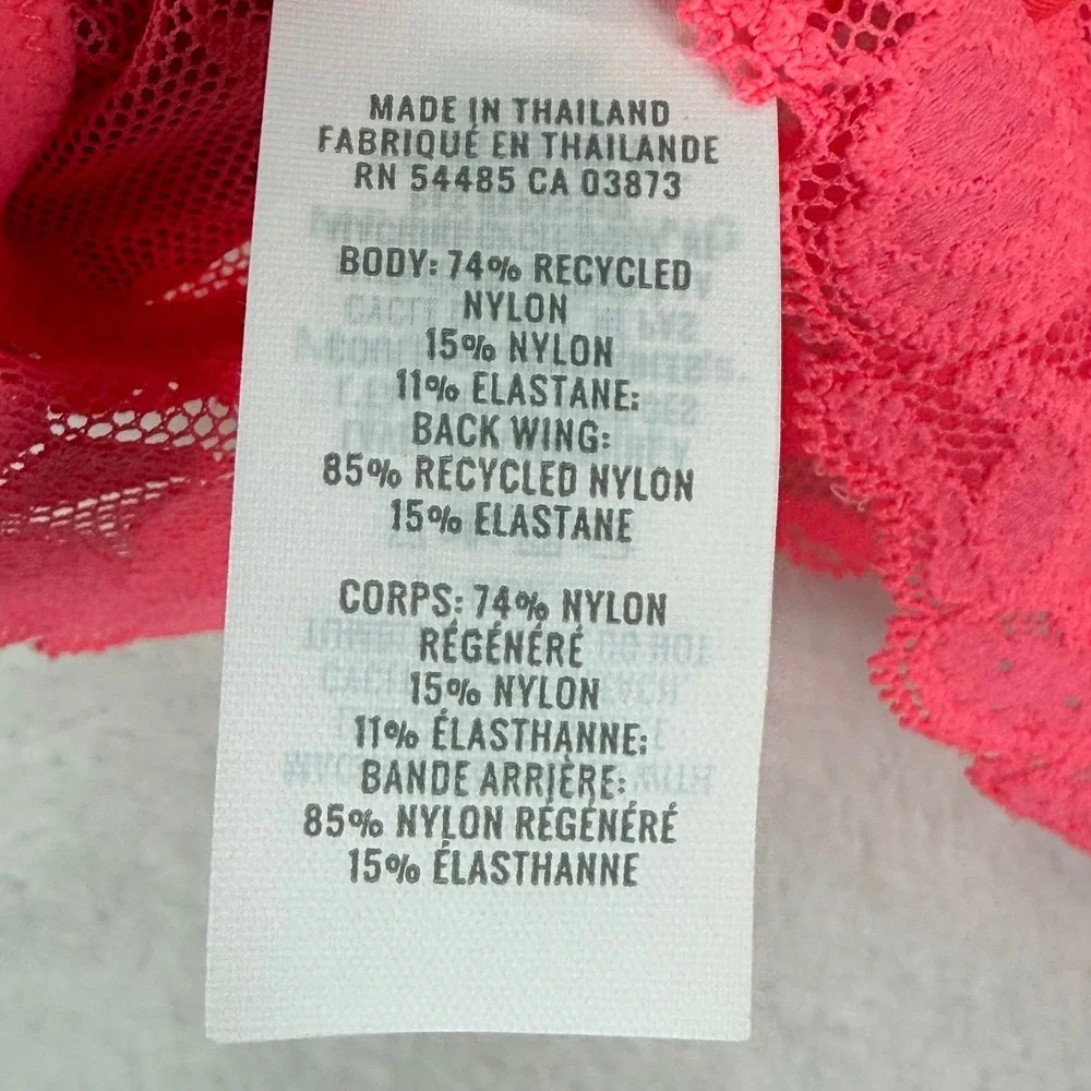 Aerie Real Good Lace Bralette Neon‎ Pink Floral V-Neck Mesh Longline Small